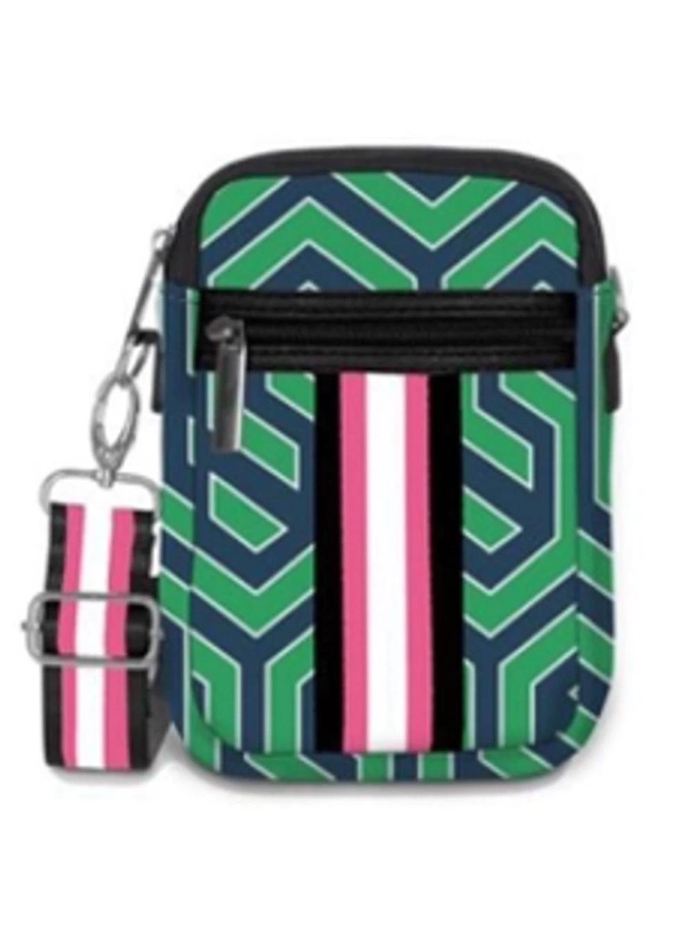 Top it Off NEW Carla Street Neoprene Everyday Crossbody Bag Navy Green Pink